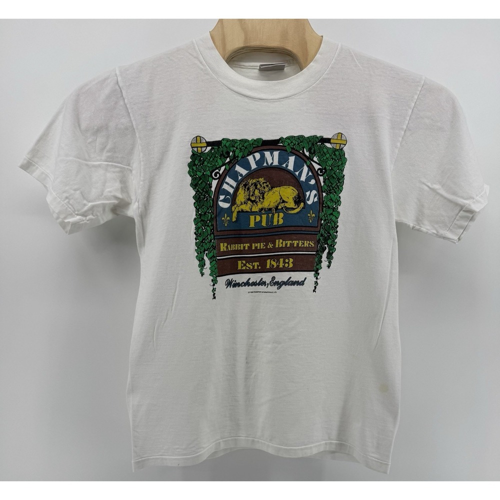 Vintage 80s Oneita Chapman's Pub T-Shirt Size L Single‎ Stitch Made in USA